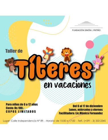 Taller de Títeres en Vacaciones